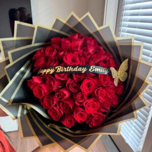 Home arreglo floral rosas con globo (copia)